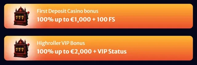 HellSpin bonus picker at this high roller Bitcoin casino: Highroller VIP Bonus, 100% up to €2,000 plus VIP status